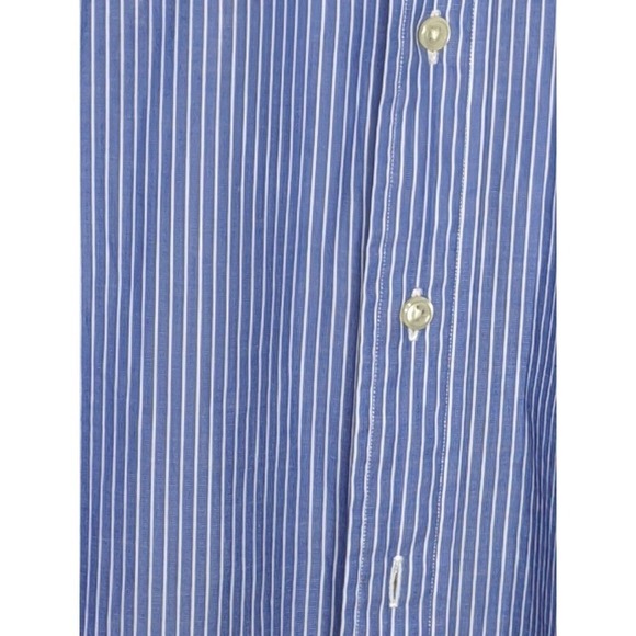 Ralph Lauren Blue Label YARMOUTH Shirt Men 17 32/33 Blue Stripe Logo Button - Picture 4 of 5